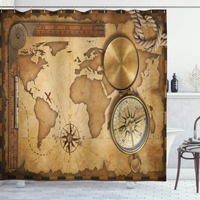 Thumbnail for Aged Compass World Map Shower Curtain 