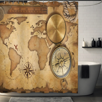 Thumbnail for Aged Compass World Map Shower Curtain