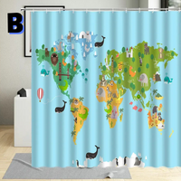 Thumbnail for Animal World Map turquoise Shower Curtain