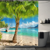 Thumbnail for Aquamarine Palm Tree Shower Curtain