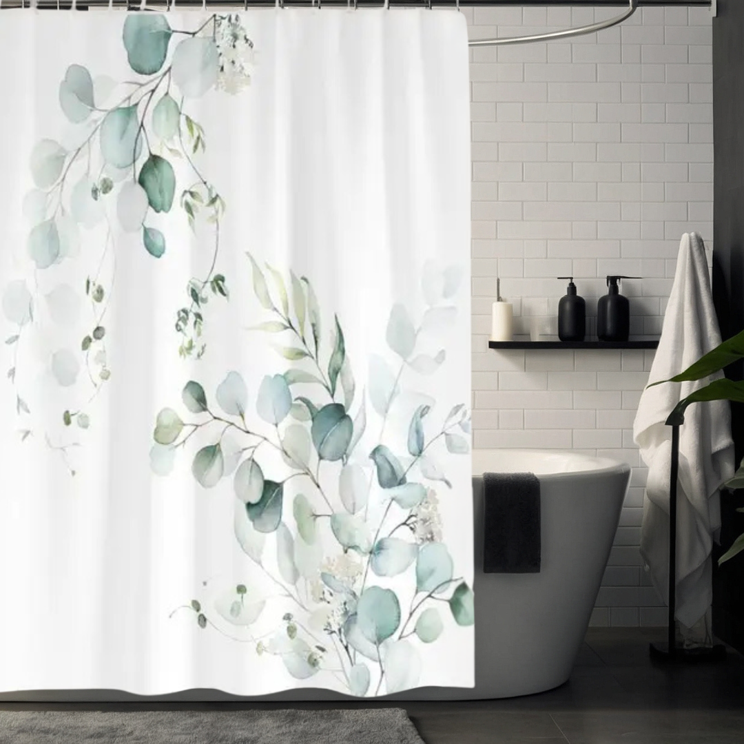 Aquamarine Eucalyptus Shower Curtain