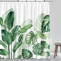 Thumbnail for Aria Green Monstera Haven Shower Curtain