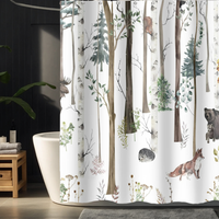 Thumbnail for Artistic Nature Bear Shower Curtain