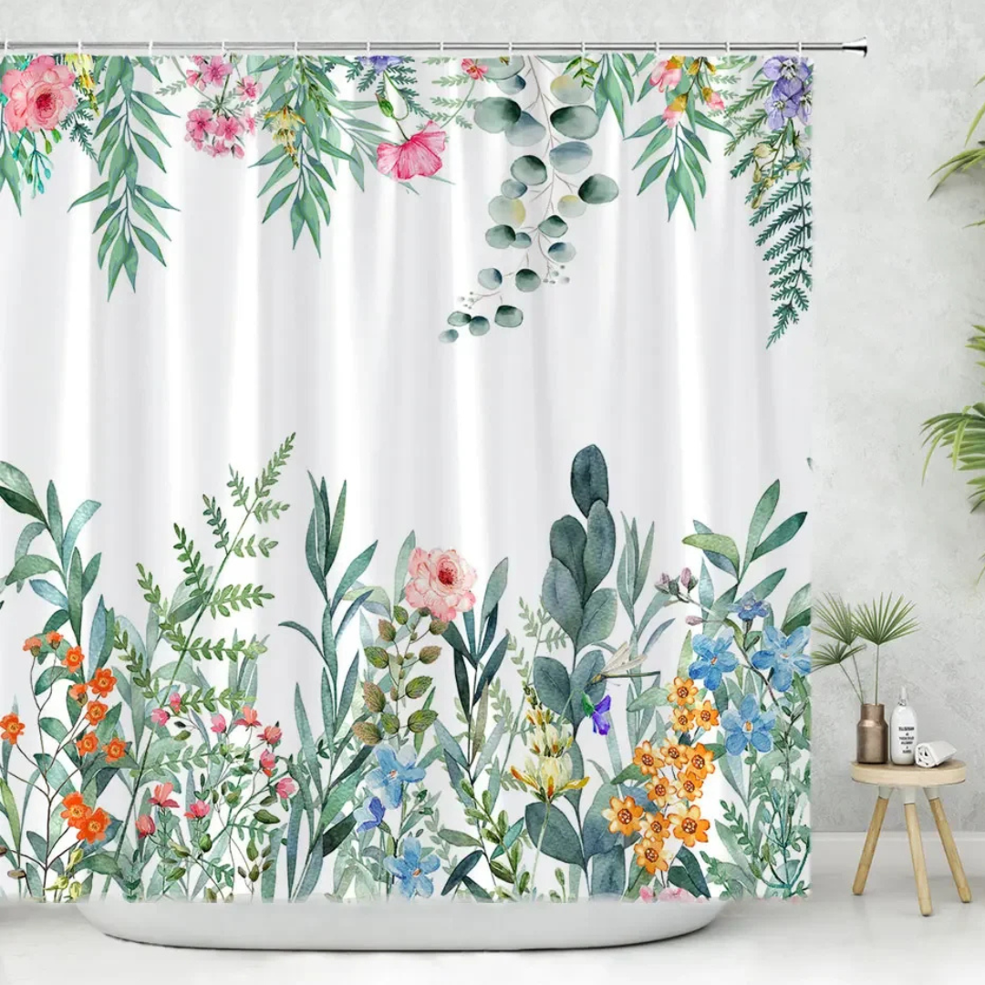 Aurora Bloom Eucalyptus Shower Curtain