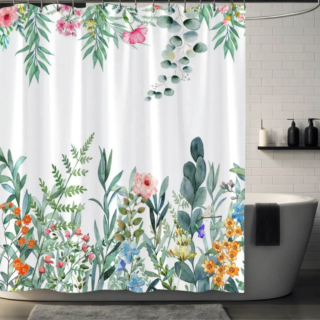 Aurora Bloom Eucalyptus Shower Curtain