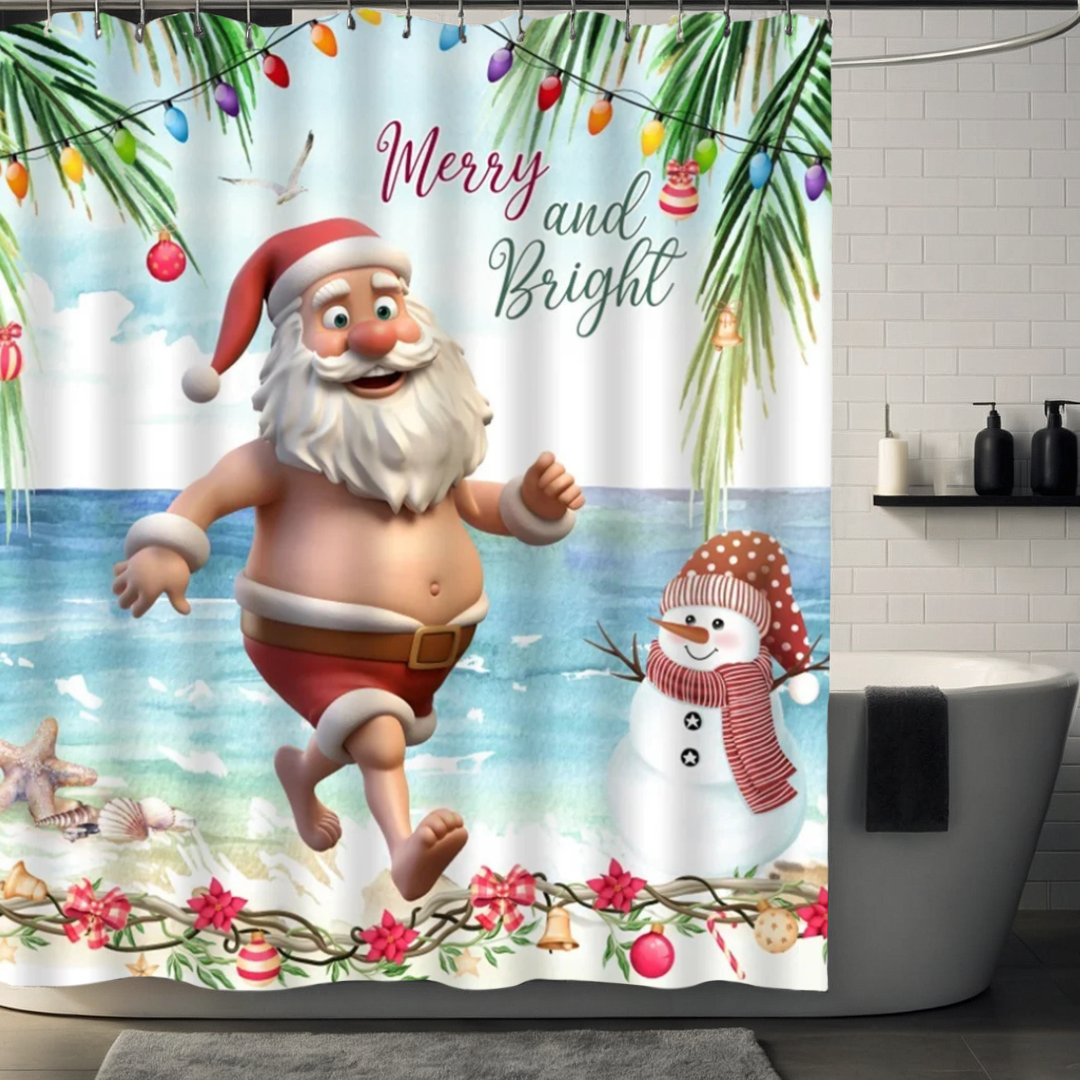 Beach Christmas Shower Curtain