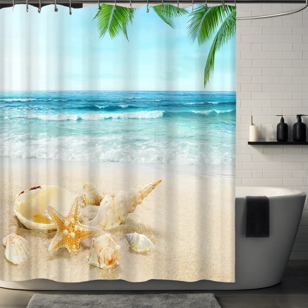 Beach Retreat Shell & Starfish Shower Curtain
