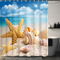 Thumbnail for Beachside Shell & Starfish Shower Curtain