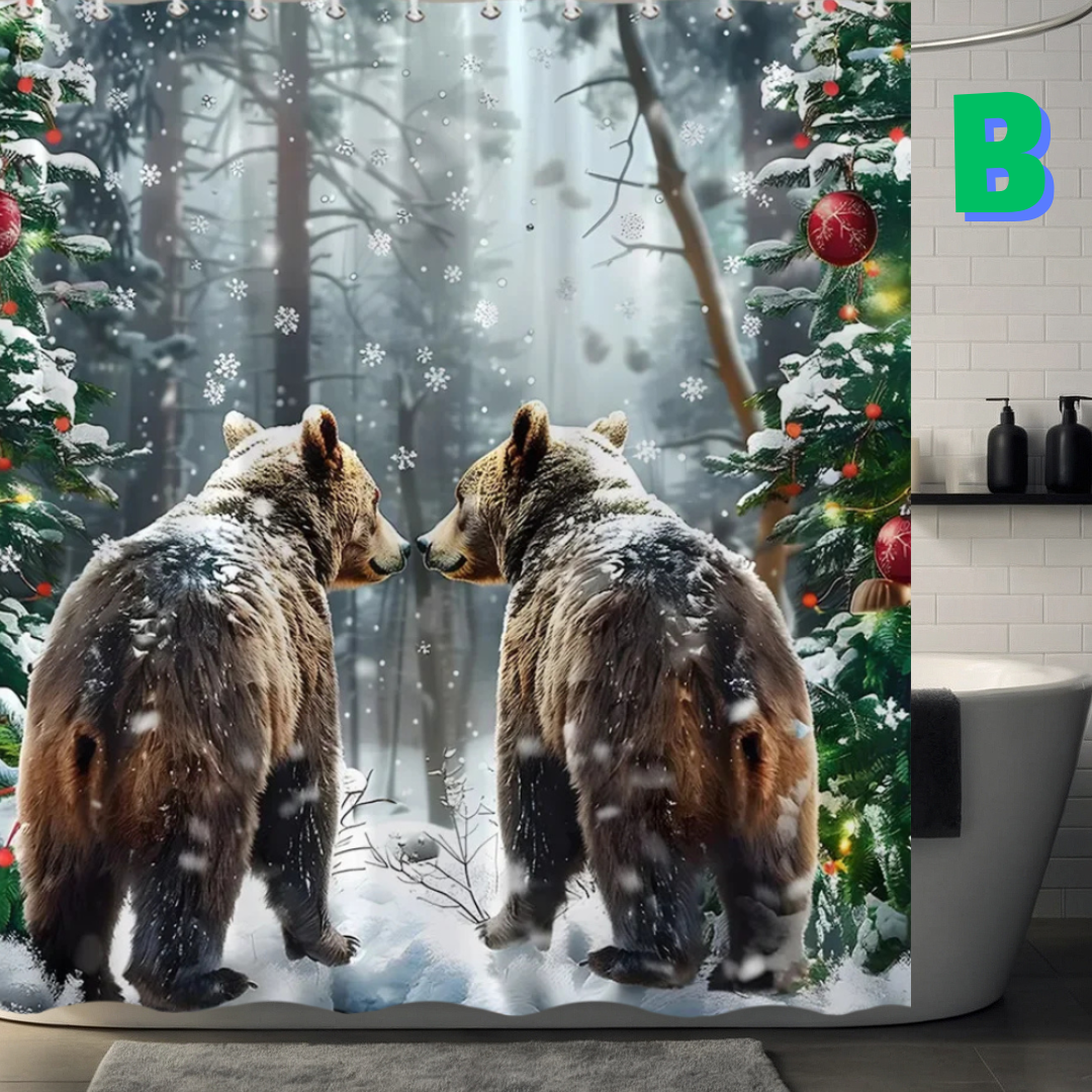 Bear IN LOVE Christmas Shower Curtain