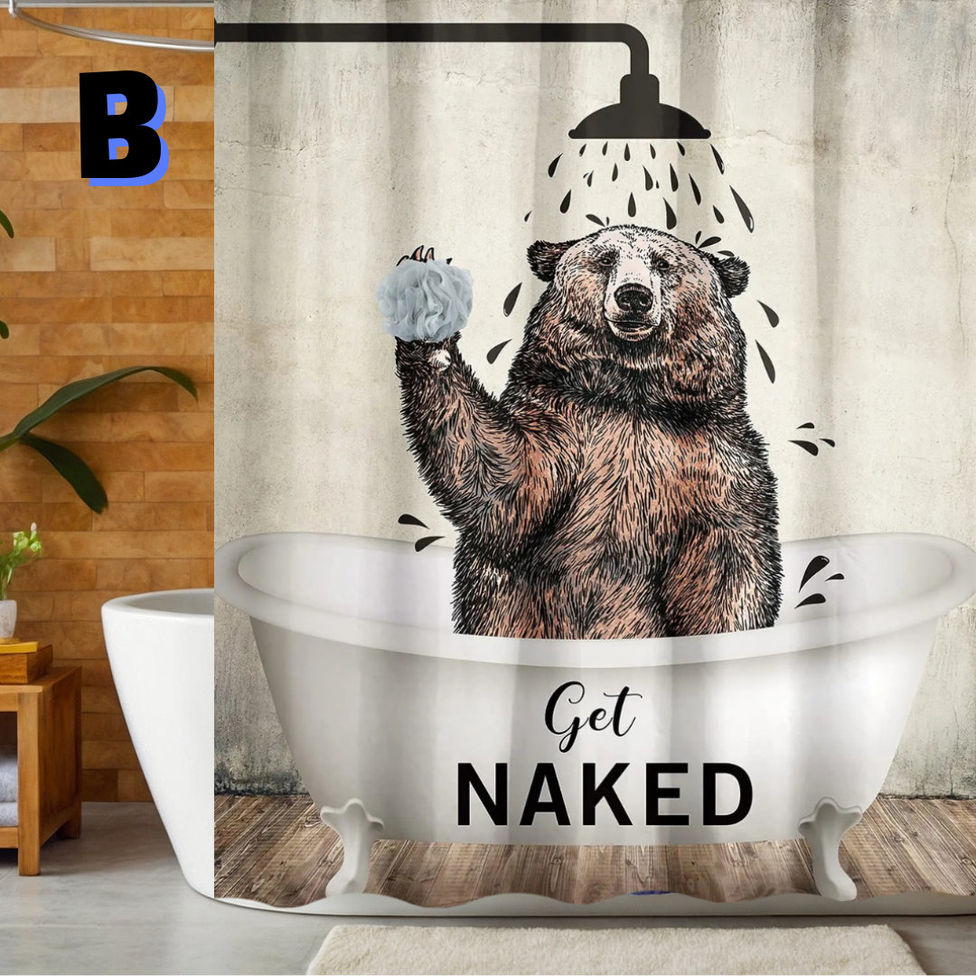 FUNNY Bear Taking a Bath Shower Curtain