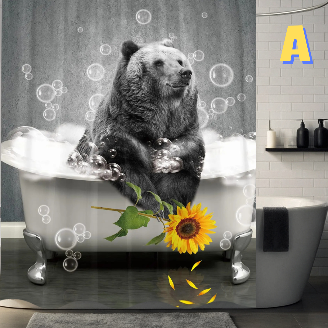 Bear Taking a Bath Shower Curtain