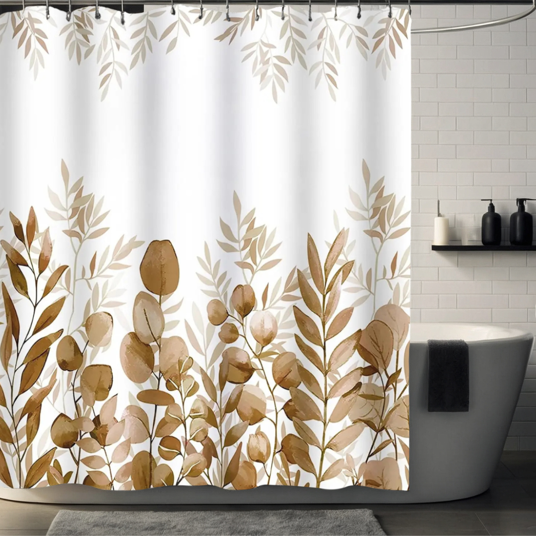 Beige Eucalyptus Shower Curtain