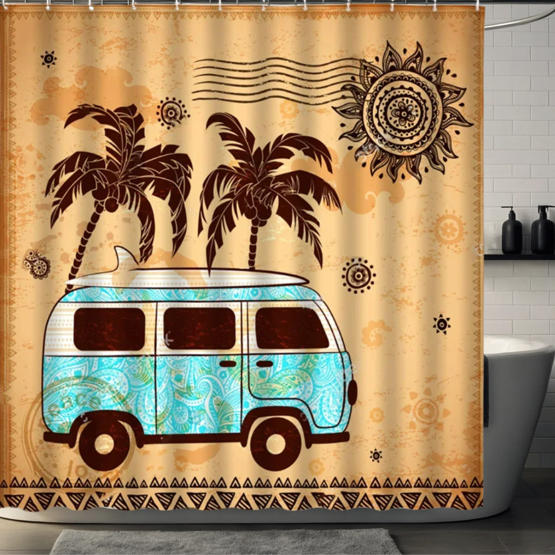 Beige Palm Tree Shower Curtain