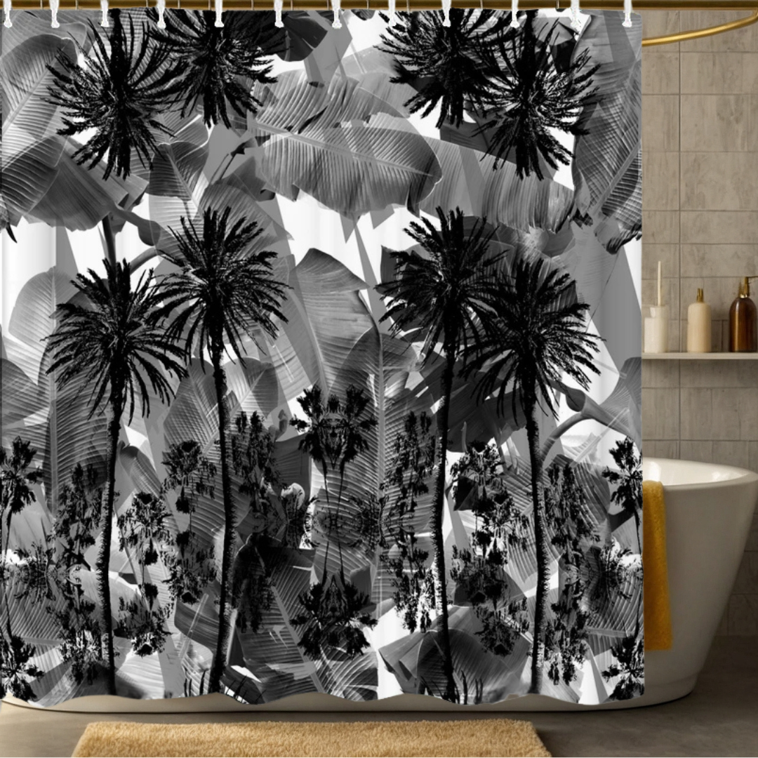 Black Palm Tree Shower Curtain
