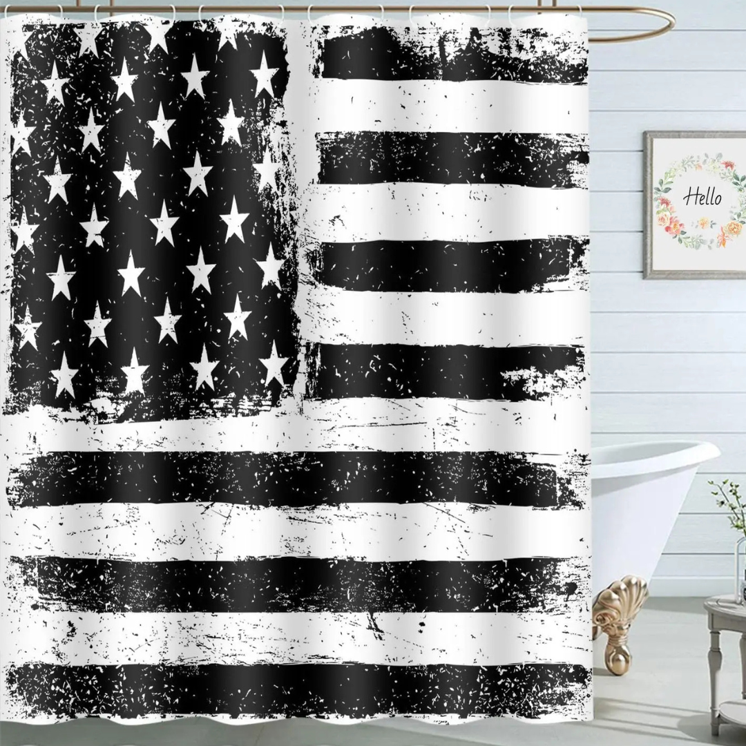 Black American Flag Shower Curtain