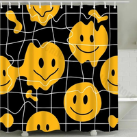 Thumbnail for Black Checkered Smiley Face Shower Curtain