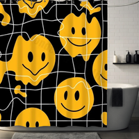 Thumbnail for Black Checkered Smiley Face Shower Curtain