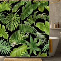 Thumbnail for Black Green Monstera Shower Curtain