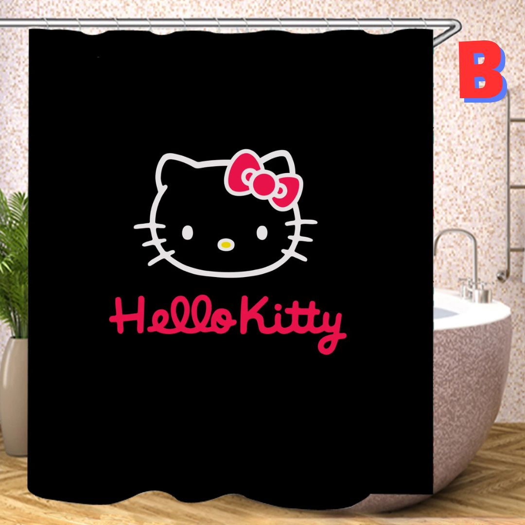 Black Hello Kitty Shower Curtain