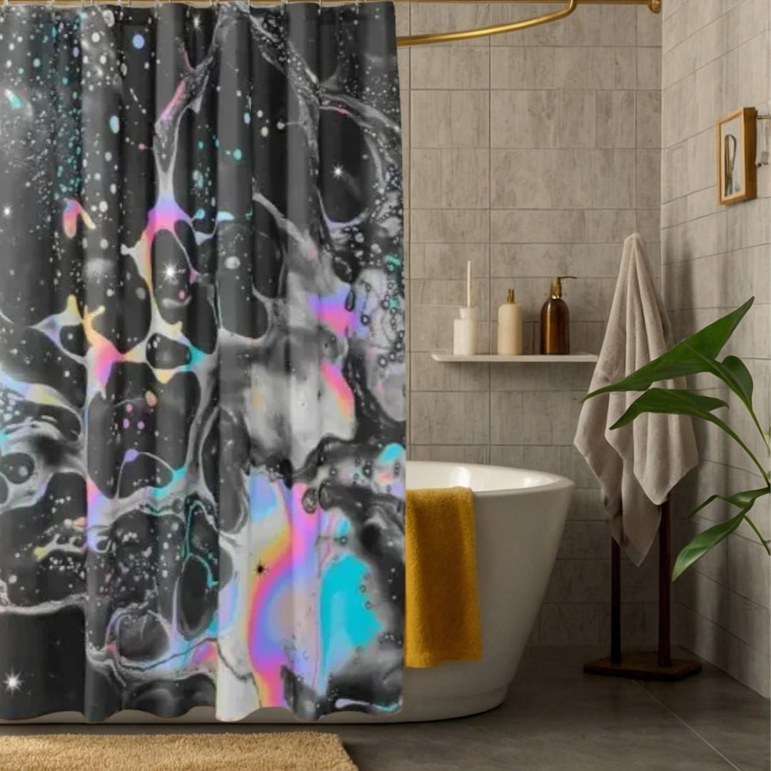 Black Iridescent Shower Curtain
