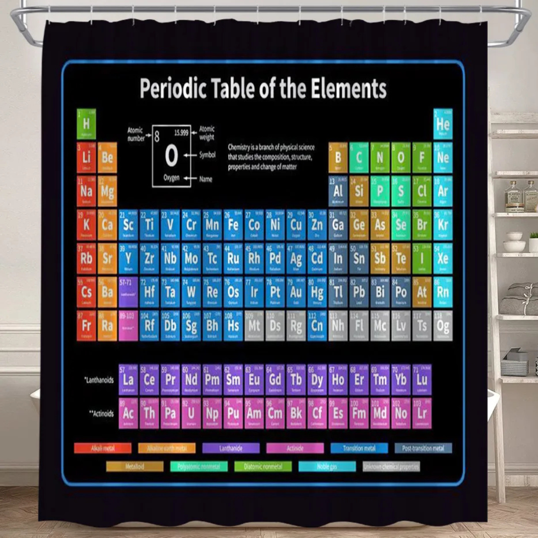 Black Periodic Table Shower Curtain 