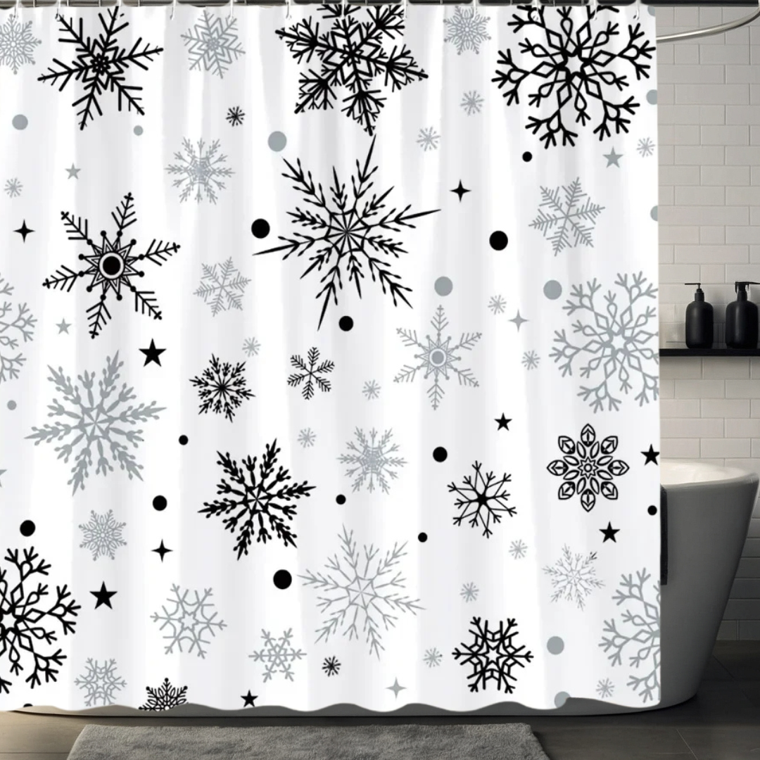 Black Snowflake Shower Curtain