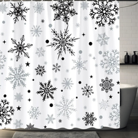 Thumbnail for Black Snowflake Shower Curtain