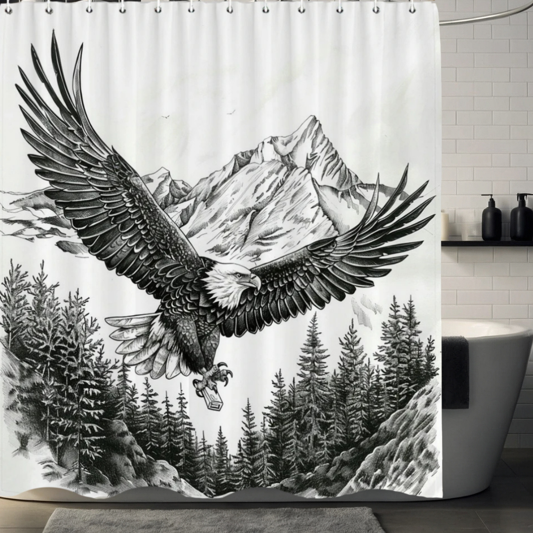 Black and White Eagle Shower Curtain