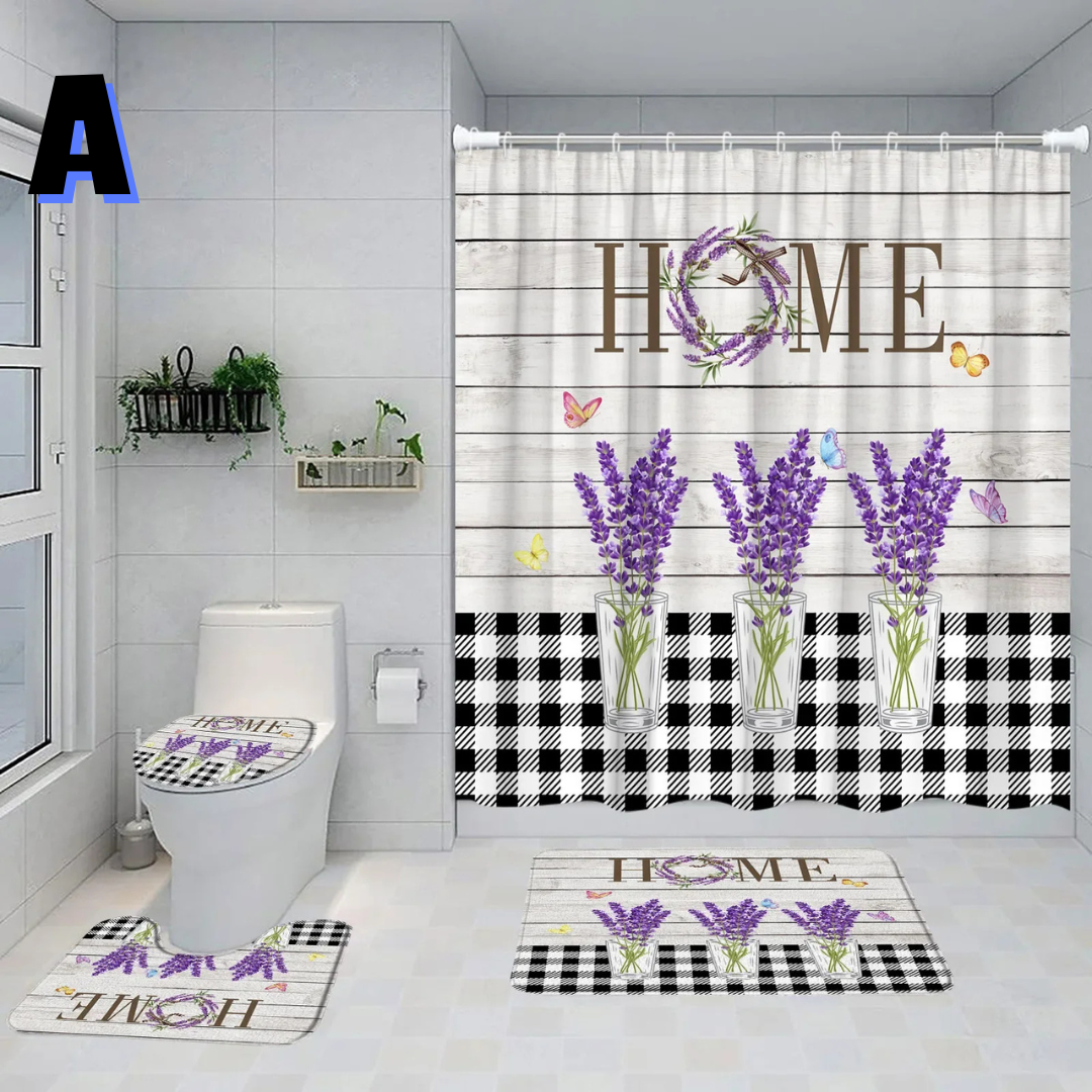Black and White Farmhouse Shower Curtain 