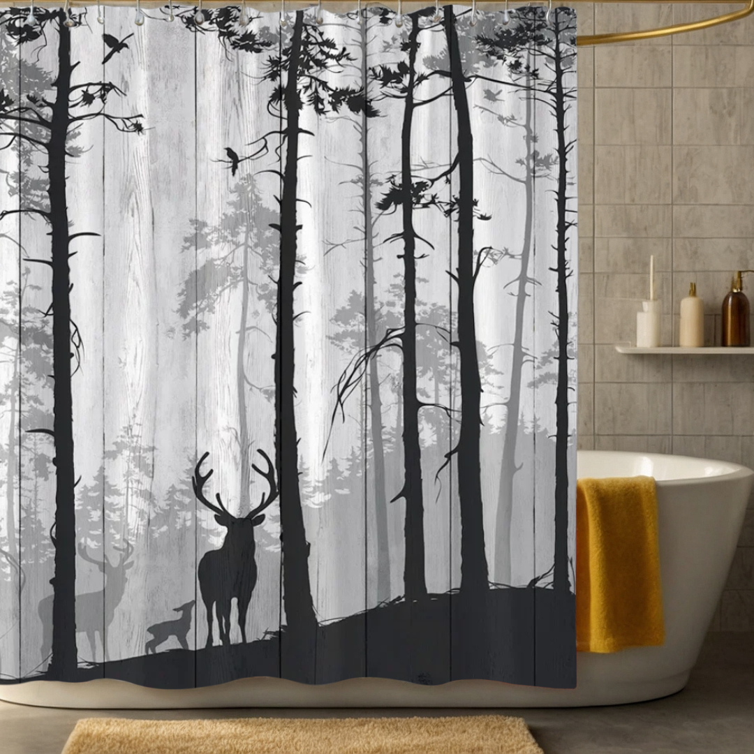 Black and White Forest Shower Curtain