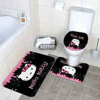 Thumbnail for Black and White Hello Kitty Shower Curtain in a bathroom