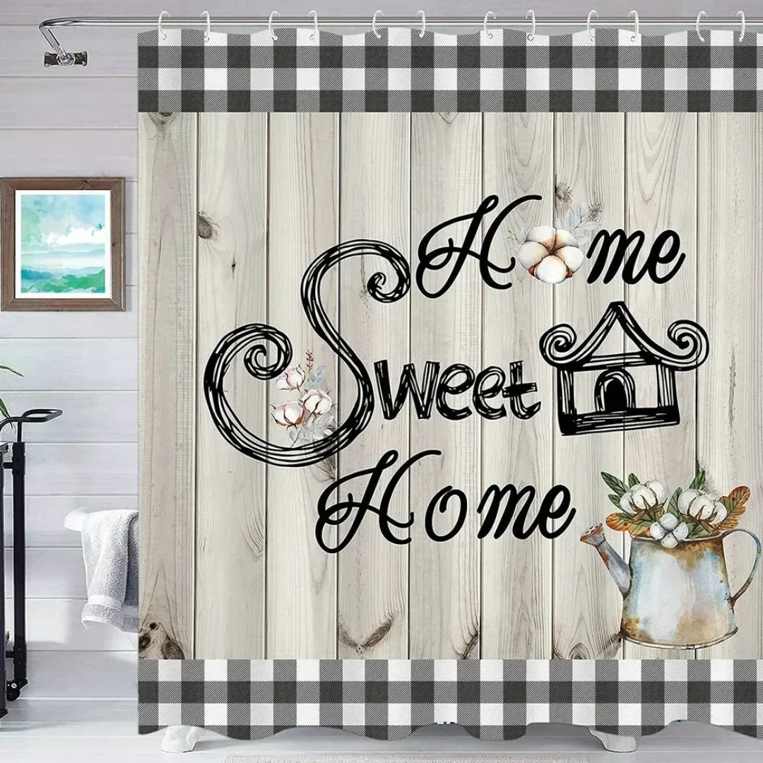 Black and White Modern Farmhouse Shower Curtain