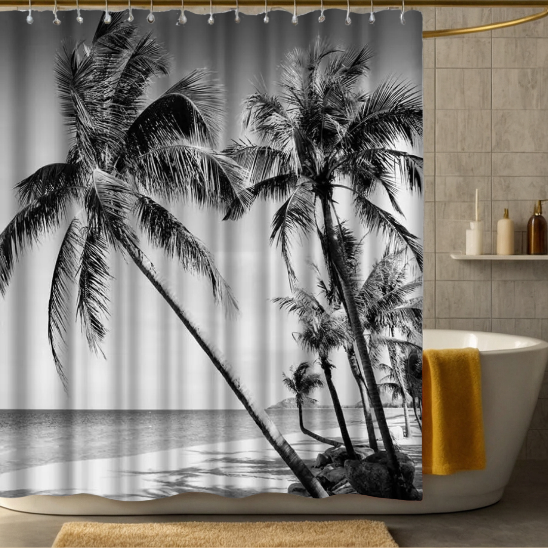 Black and White Palm Tree Shower Curtain