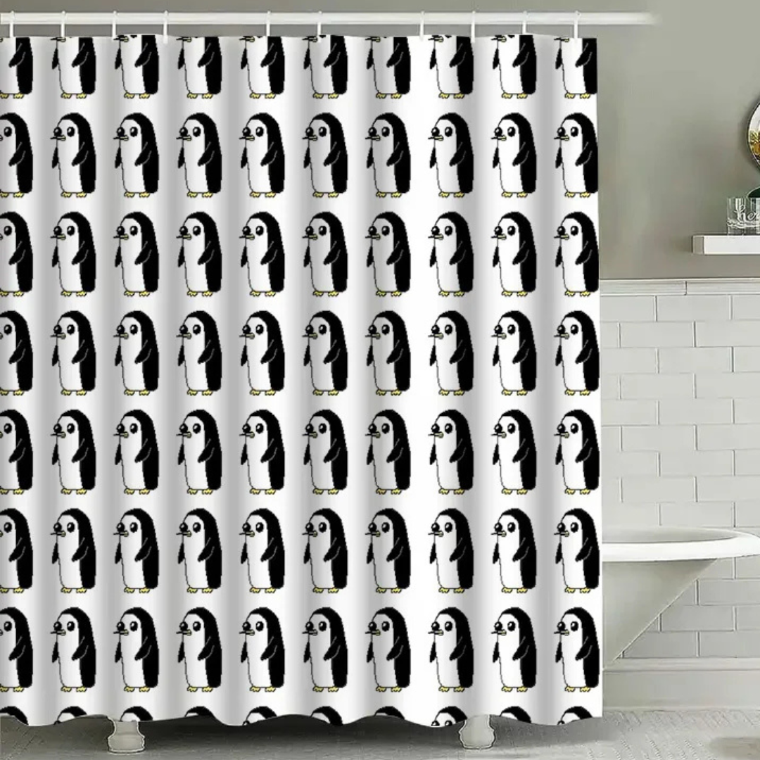 Black and White Penguin Shower Curtain