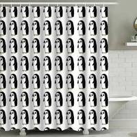 Thumbnail for Black and White Penguin Shower Curtain