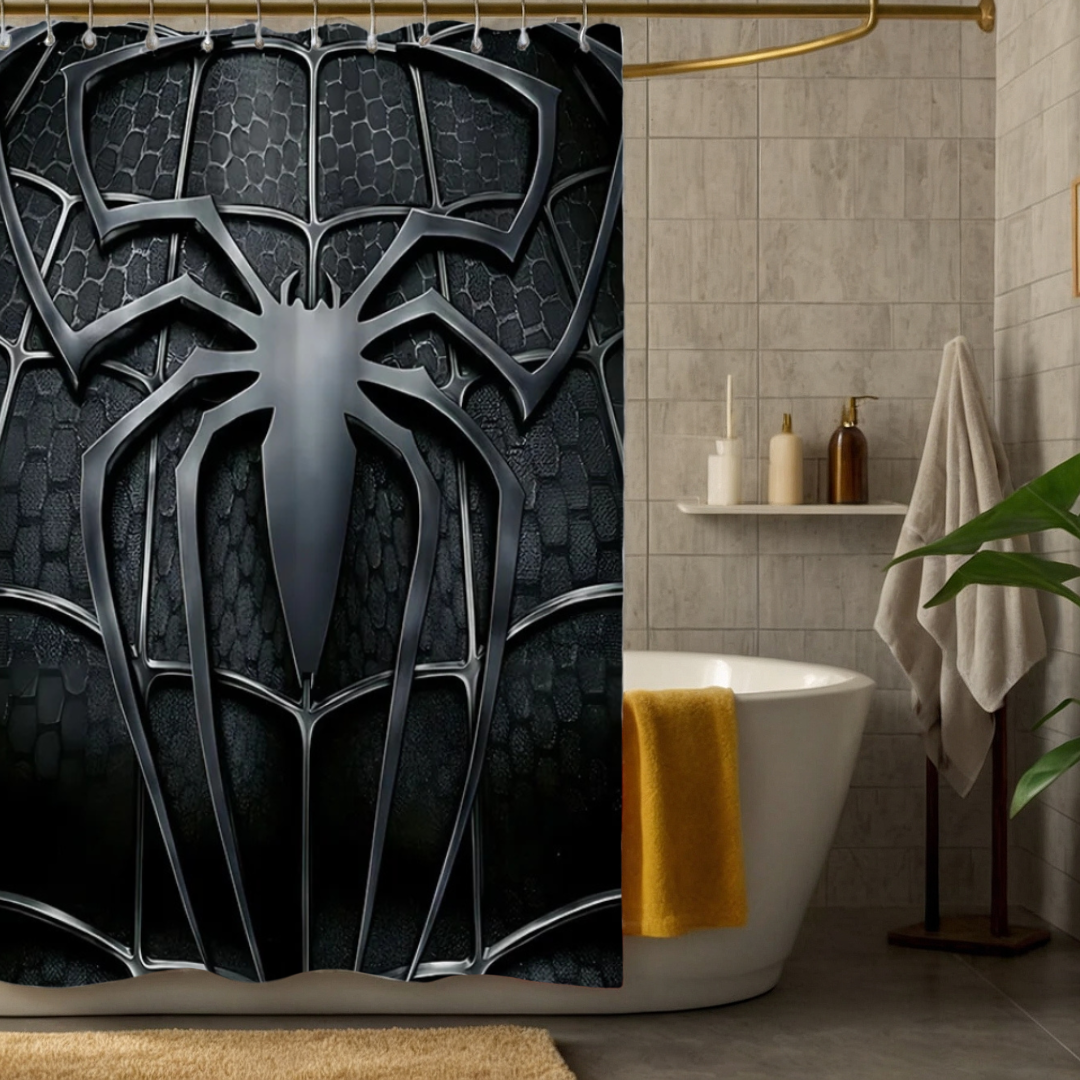 Black and White Spider-Man Shower Curtain