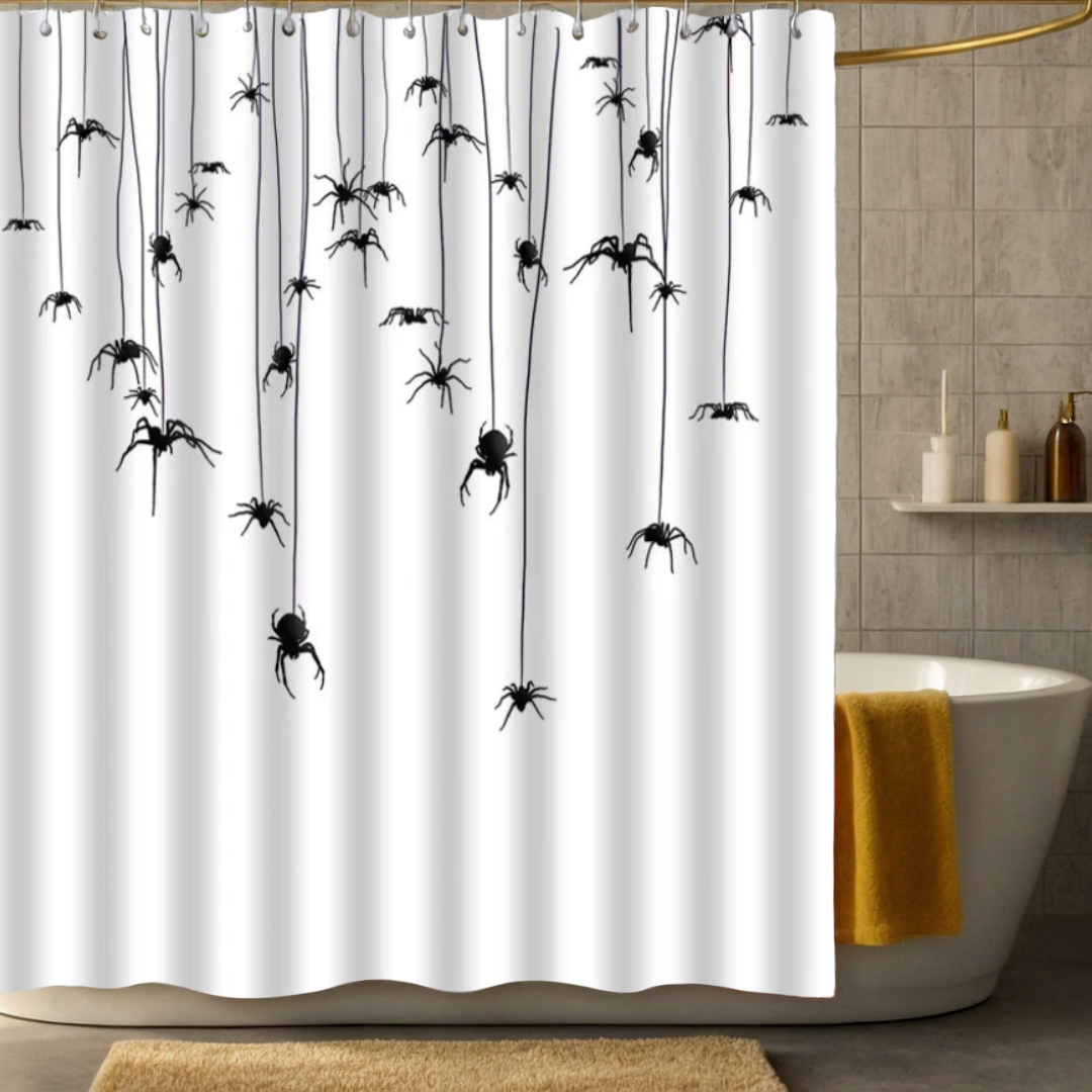 Black and White Spiderweb Shower Curtain