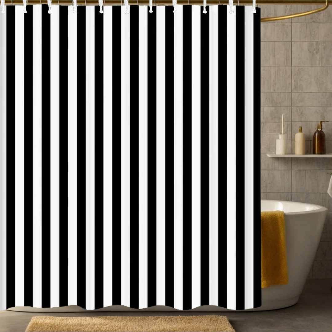 Black and White Striped Shower Curtain