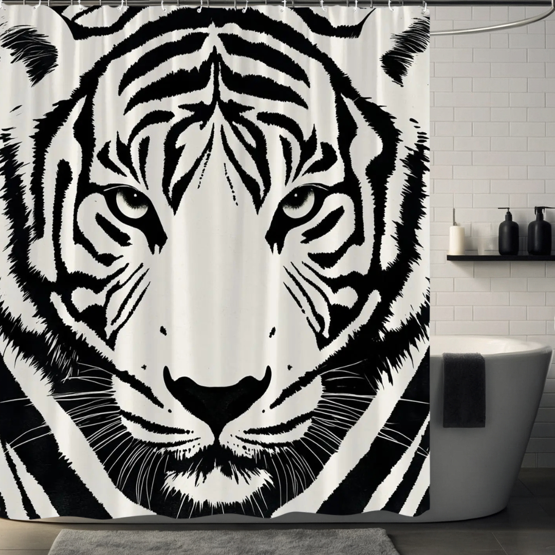 Black and White Tiger Shower Curtain