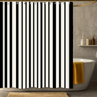 Thumbnail for Black and White Vertical Striped Shower Curtain