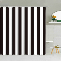 Thumbnail for Black and White Shower Curtain with Wide Stripes