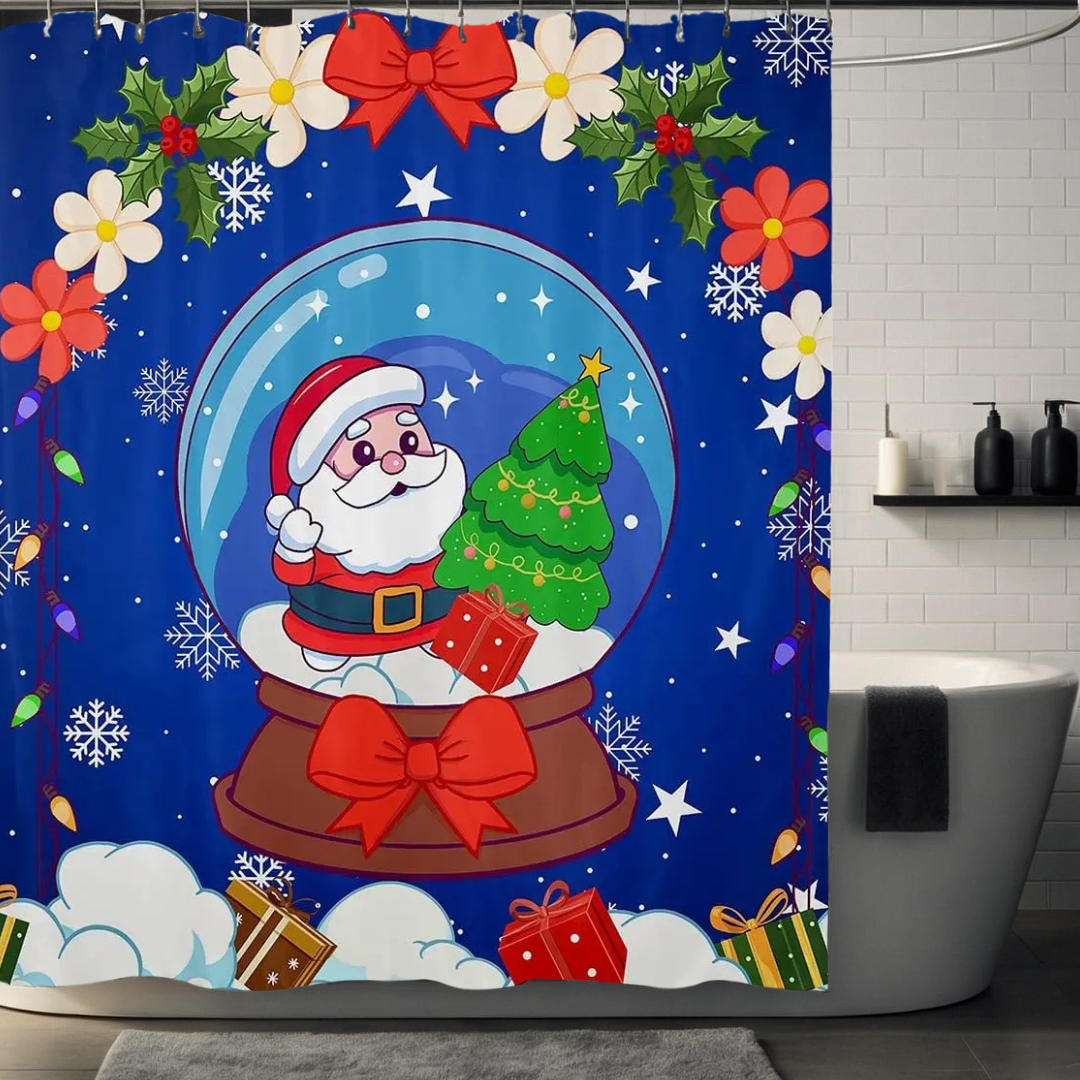 Blue Christmas Snowflake Shower Curtain