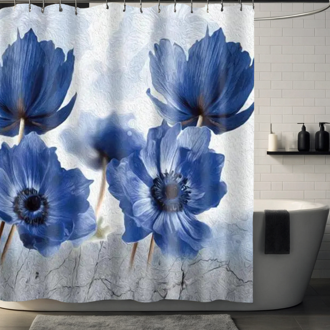 Blue Floral Shower Curtain