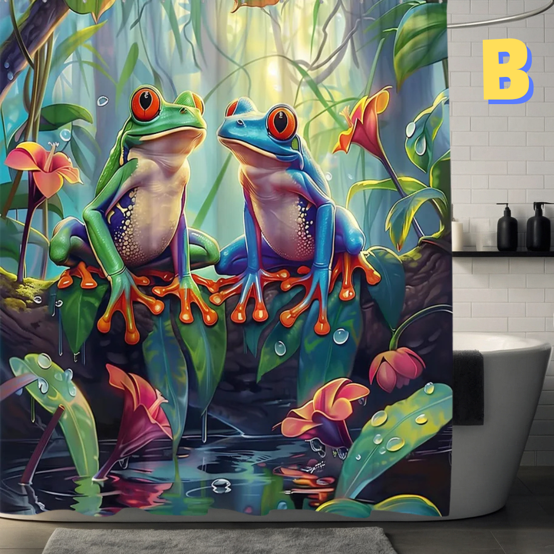 Blue AND GREEN Frog Shower Curtain