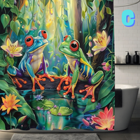 Thumbnail for Blue TROPICAL Frog Shower Curtain