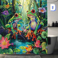 Thumbnail for Blue FLORAL Frog Shower Curtain