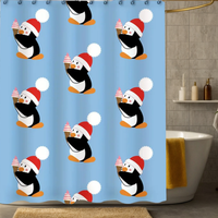 Thumbnail for Blue Ice Cream Penguin Shower Curtain
