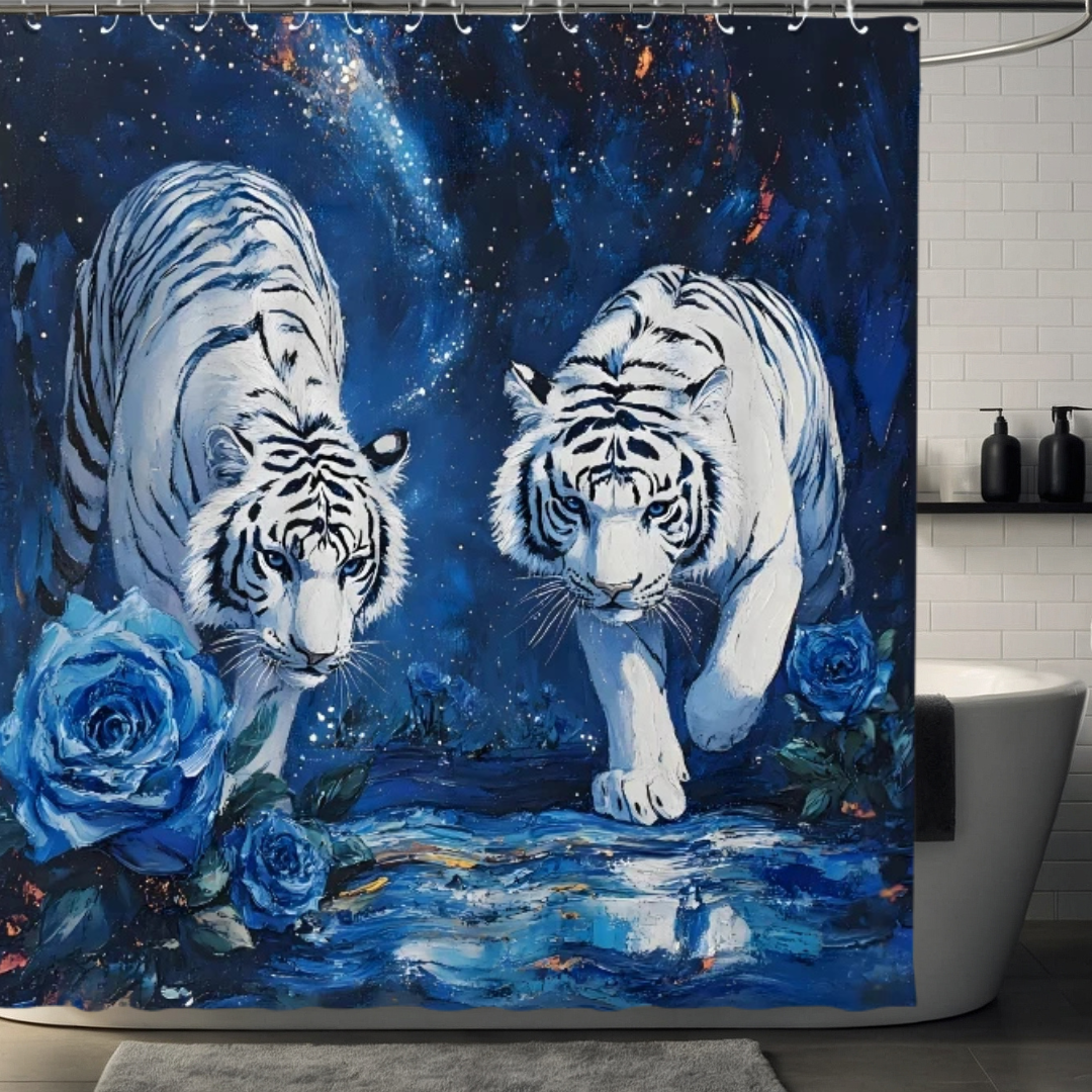Blue Tiger Shower Curtain