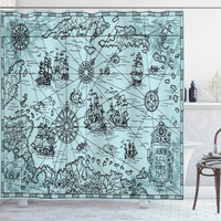Thumbnail for Blue Treasure Map Shower Curtain 