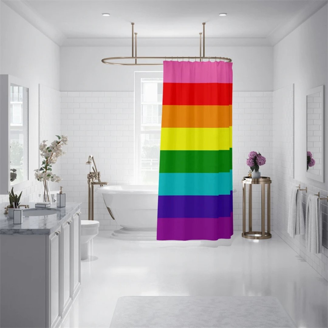 Boho Rainbow straight Shower Curtain